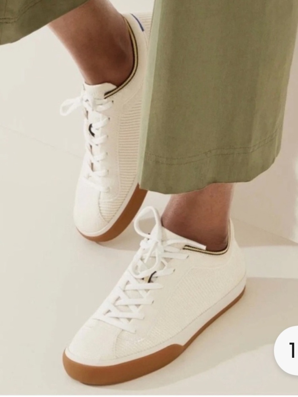 Rothy's Lace-Up Sneaker in Vanilla Cream with Gum Sole